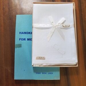 Irish Linen 3 "E" Handkercheifs New Vintage Handmade White Embroidered Monogram